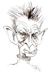Samuel Beckett - caricatura del escritor y dramaturgo irlandés (1906-89)